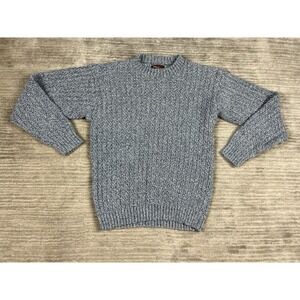 Vintage ALPS Sweater Mens Medium Blue Cotton Blend Heavy Knit Made in USA